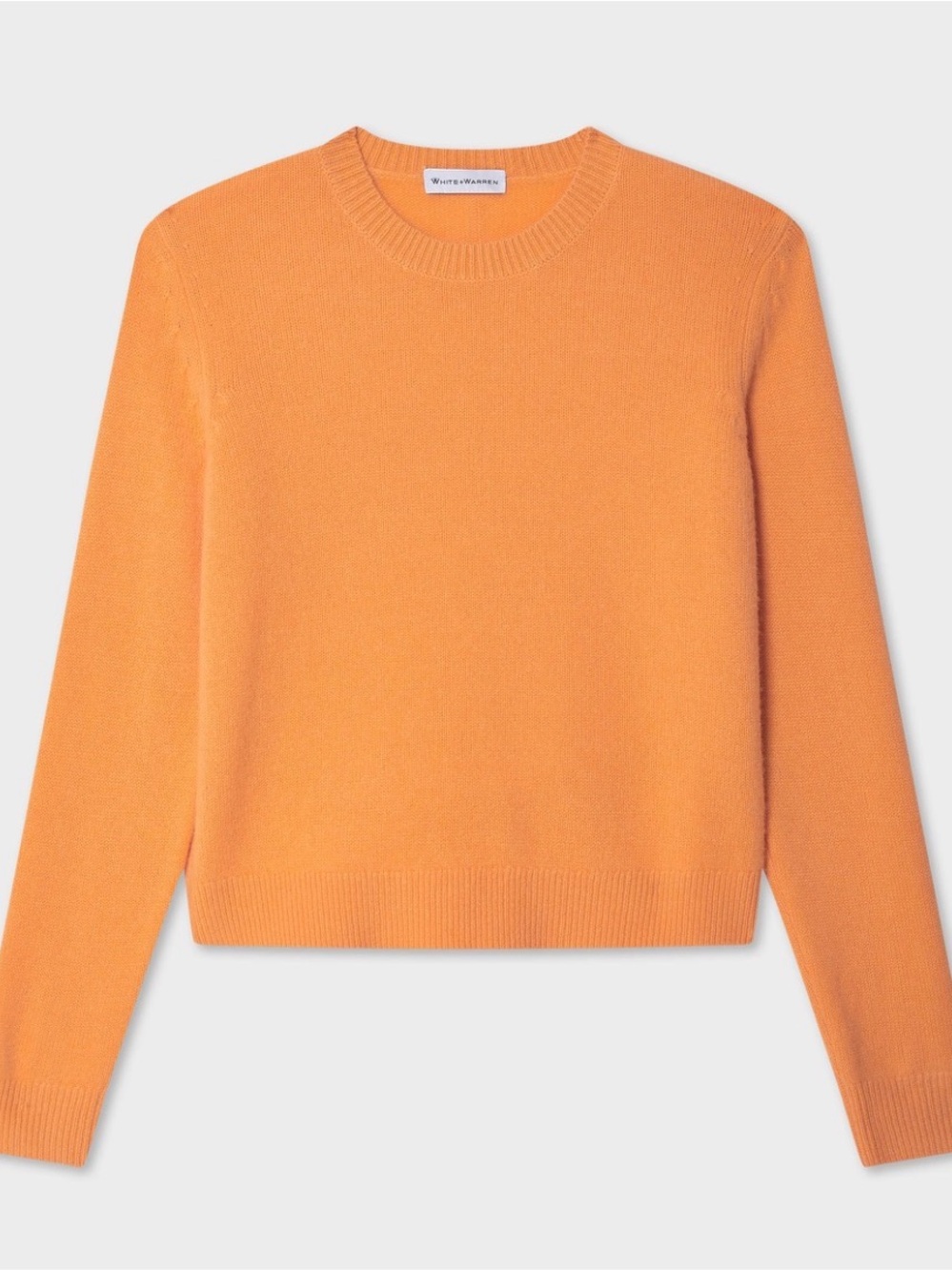 White & Warren 100% Cashmere Fine Knit Crewneck Sweater - Bright Fall Orange - Picture 2 of 12